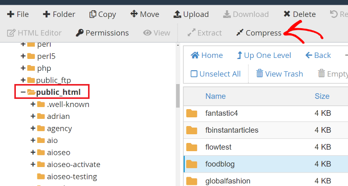 转到 public_html 文件夹